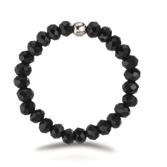 Anillo de dedo Acero inoxidable Cristal negro, 3 mm