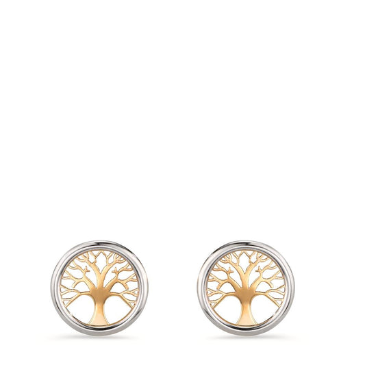 Pendientes Oro amarillo de 585/14 kt. Bicolor árbol de la vida Ø8 mm