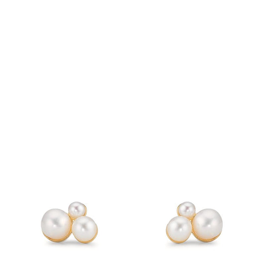 Pendientes Oro amarillo de 375/9K Perla cultivada de agua dulce, 6 Perlas 2-4 mm
