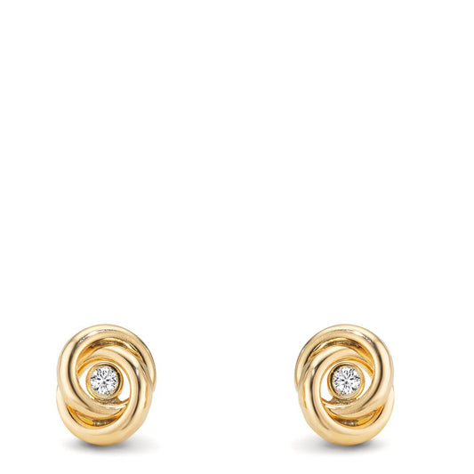 Pendientes Oro amarillo de 375/9K Circonita 2 piedras Ø7 mm