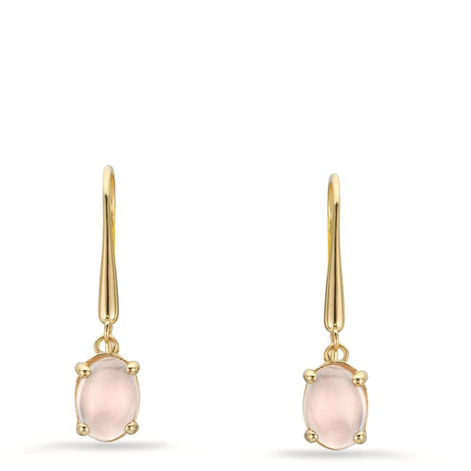 Pendientes Oro amarillo de 375/9K Cuarzo rosa, 2 piedras