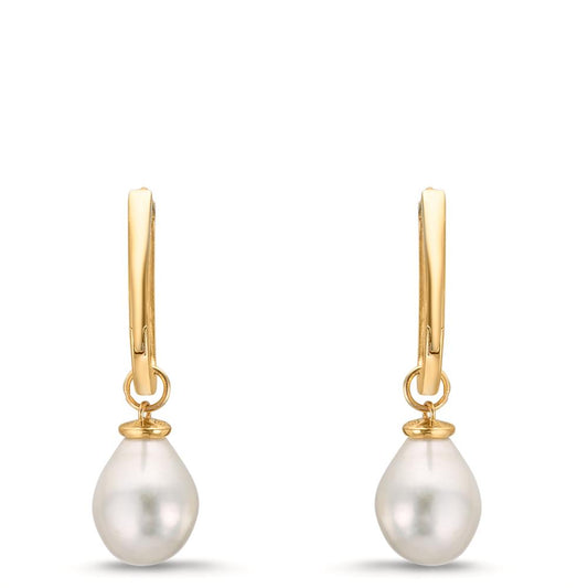 Aro con bisagra Oro amarillo de 375/9K Perla cultivada de agua dulce, 2 Perlas, 6.5 mm