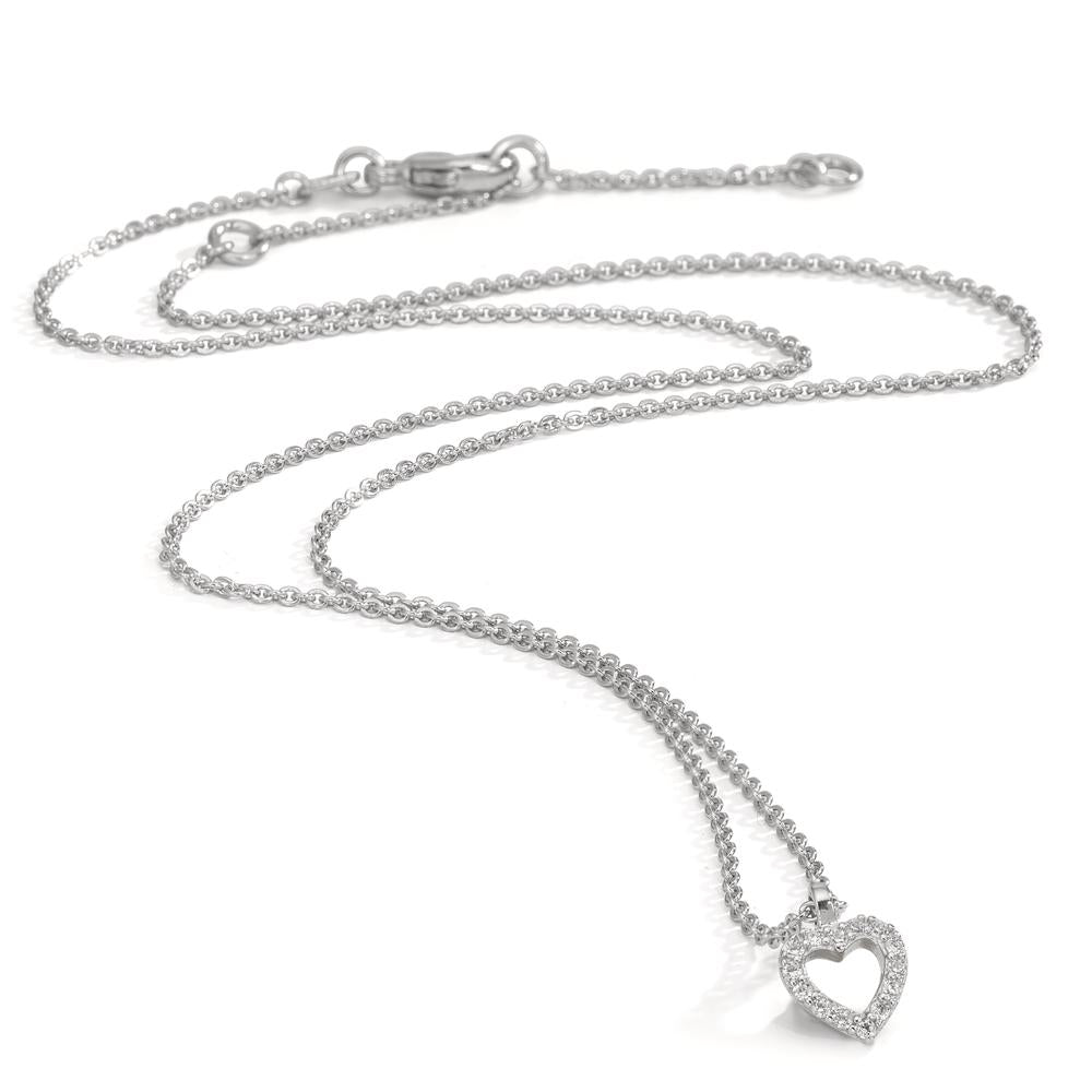 Collar Plata Circonita 16 piedras Rodio plateado Corazón 38-42 cm