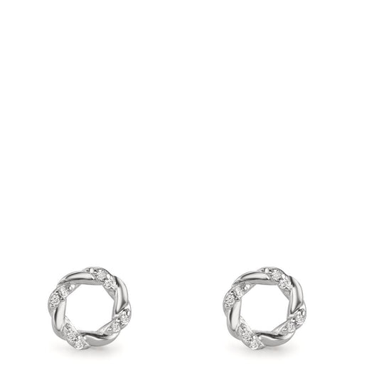 Pendientes Plata Circonita 16 piedras Rodio plateado Ø6.5 mm