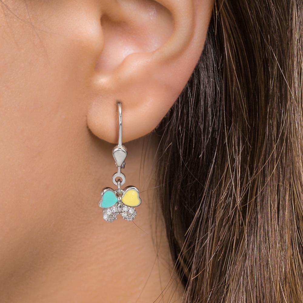 Pendientes Plata Circonita 20 piedras Rodio plateado Mariposa