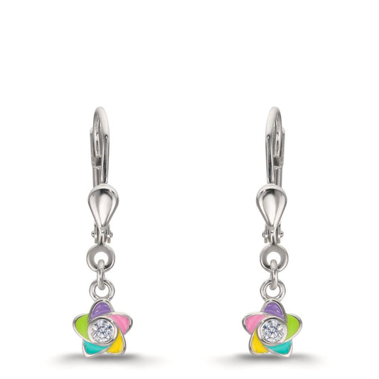 Pendientes Plata Circonita 2 piedras Rodio plateado