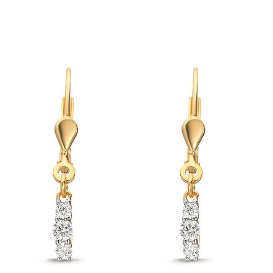 Pendientes Oro amarillo de 375/9K Circonita 6 piedras