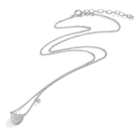Collar Plata Circonita blanco Corazón 42-47 cm