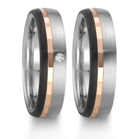 Anillo de pareja Acero inoxidable, Oro rojo 375/9K