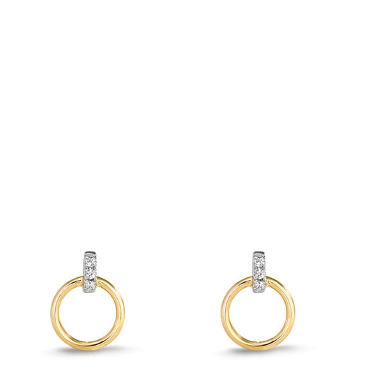Pendientes Oro amarillo de 375/9K, Oro blanco de 375/9 quilates Circonita 6 piedras