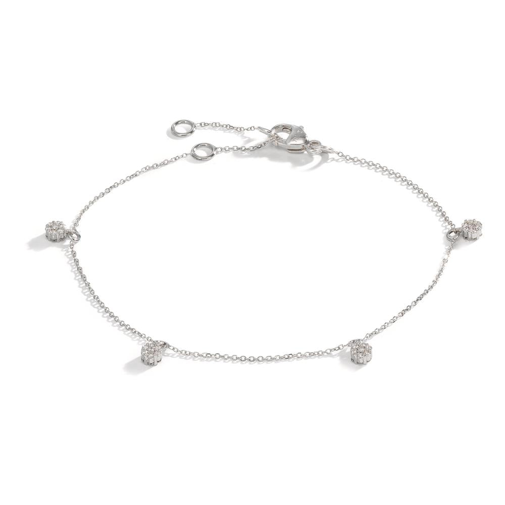 Pulsera 750/oro blanco de 18 quilates Diamante 0.24 ct, 28 piedras, w-si 16-19 cm