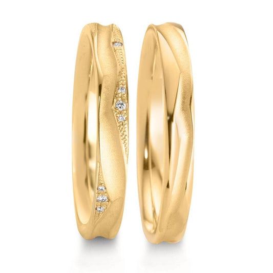 Anillo de pareja 750/oro amarillo de 18 quilates Diamante 0.033 ct, 12 piedras, w-vsi