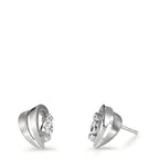 Pendientes Plata Circonita 2 piedras Rodio plateado