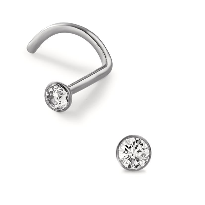 Pendiente de nariz Titanio Cristal blanco Ø2.5 mm