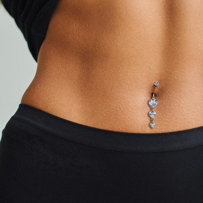 Piercing de ombligo Acero inoxidable Cristal blanco Corazón