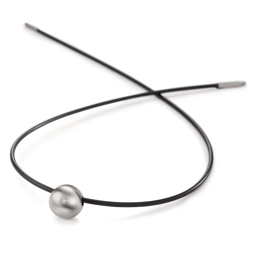 Collar Acero inoxidable, Caucho Diamante 0.02 ct, tw-si 45 cm Ø2 mm