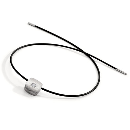 Collar Acero inoxidable, Caucho Diamante 0.072 ct, 9 piedras, tw-si 45 cm Ø2 mm