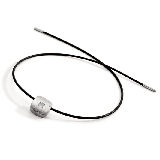 Collar Acero inoxidable, Caucho Diamante 0.072 ct, 9 piedras, tw-si 45 cm Ø2 mm