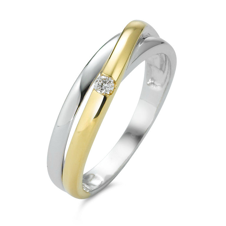 Anillo de dedo 750/oro blanco de 18 quilates, 750/oro amarillo de 18 quilates Diamante 0.05 ct, w-si