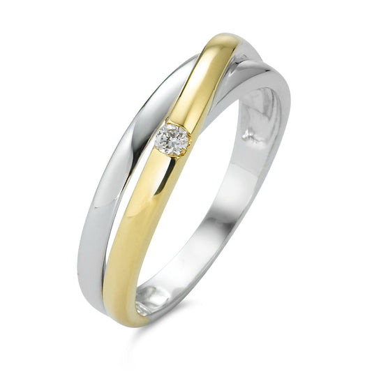 Anillo de dedo 750/oro blanco de 18 quilates, 750/oro amarillo de 18 quilates Diamante 0.05 ct, w-si