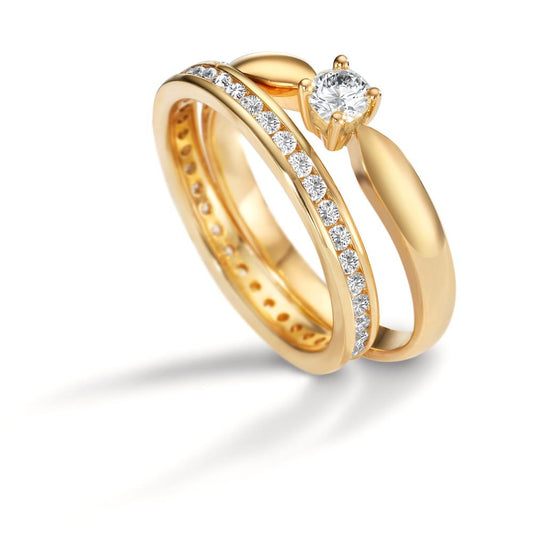 Anillo de memoria 750/oro amarillo de 18 quilates Diamante blanco, 1 ct, 33 piedras, [Brillant], w-si