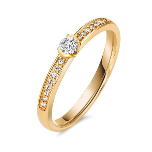 Anillo solitario 750/oro amarillo de 18 quilates Diamante 0.20 ct, 17 piedras, w-si