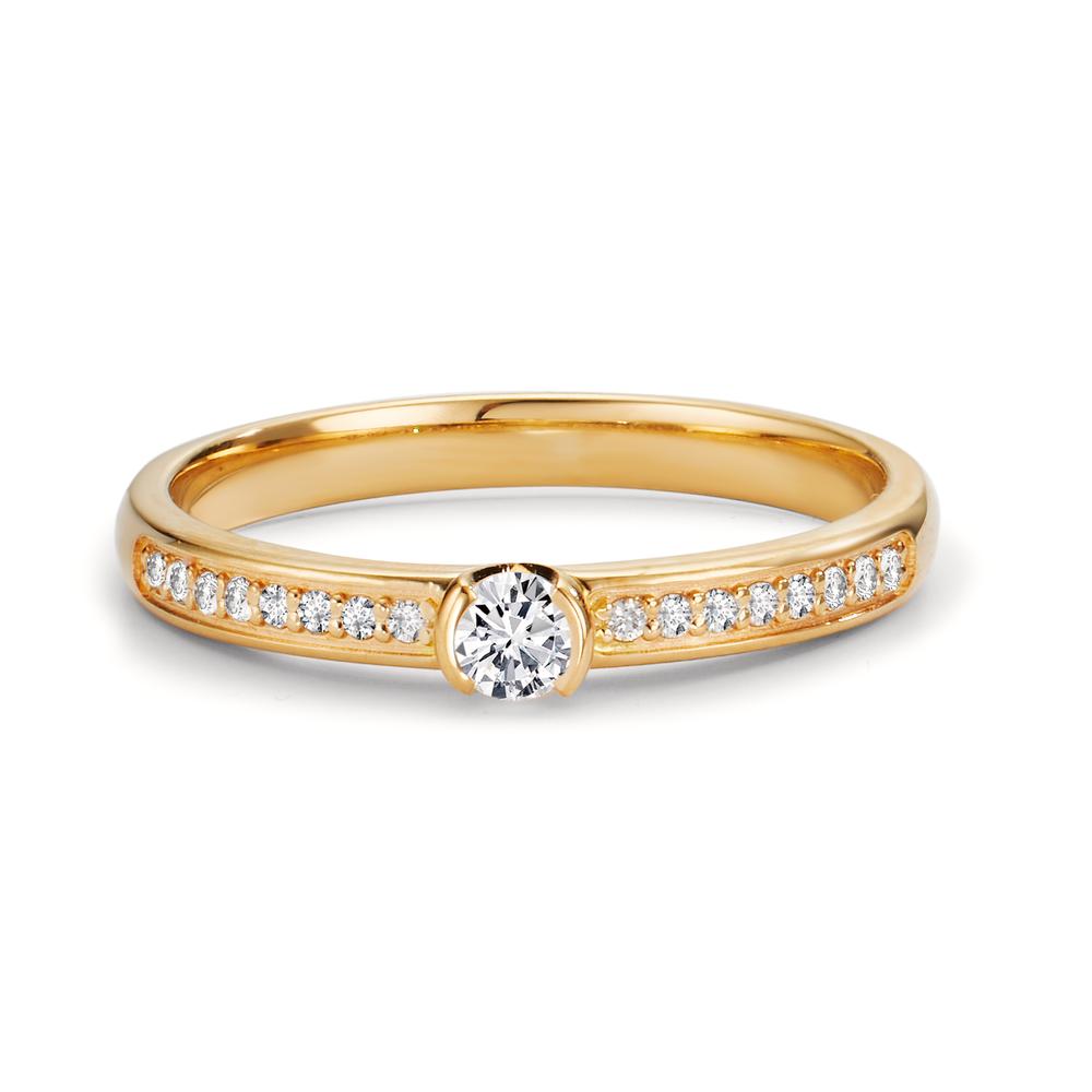 Anillo solitario 750/oro amarillo de 18 quilates Diamante 0.20 ct, 17 piedras, w-si