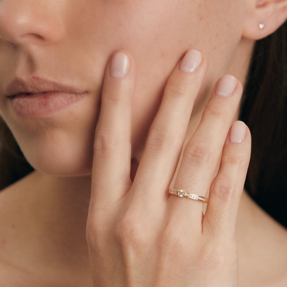 Anillo solitario 750/oro amarillo de 18 quilates Diamante 0.20 ct, 17 piedras, w-si