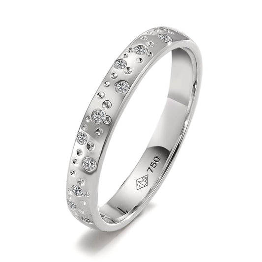 Anillo de dedo 750/oro blanco de 18 quilates Diamante 0.13 ct, 24 piedras, w-si estrella