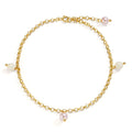 Tobilleras Bronce Dorado [shining Pearls], 4 Perlas, 6 mm 26 cm