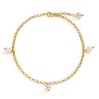 Tobilleras Bronce Dorado [shining Pearls], 4 Perlas, 6 mm 26 cm