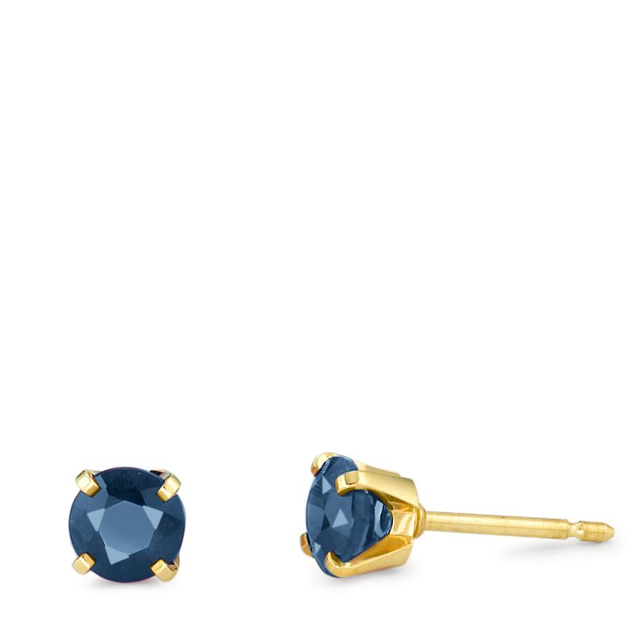 Pendientes 750/oro amarillo de 18 quilates Zafiro 0.64 ct, 2 piedras Ø4 mm
