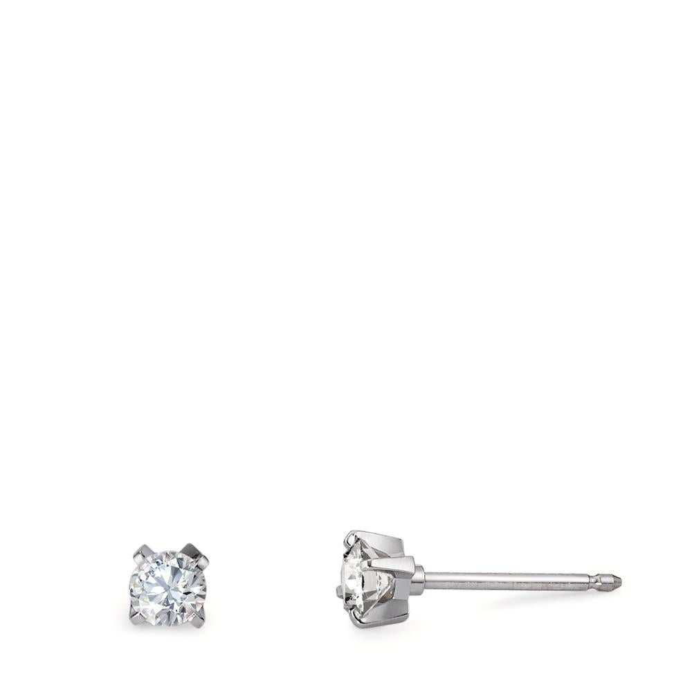 Pendientes 750/oro blanco de 18 quilates Diamante 0.20 ct, 2 piedras, w-si Ø3 mm