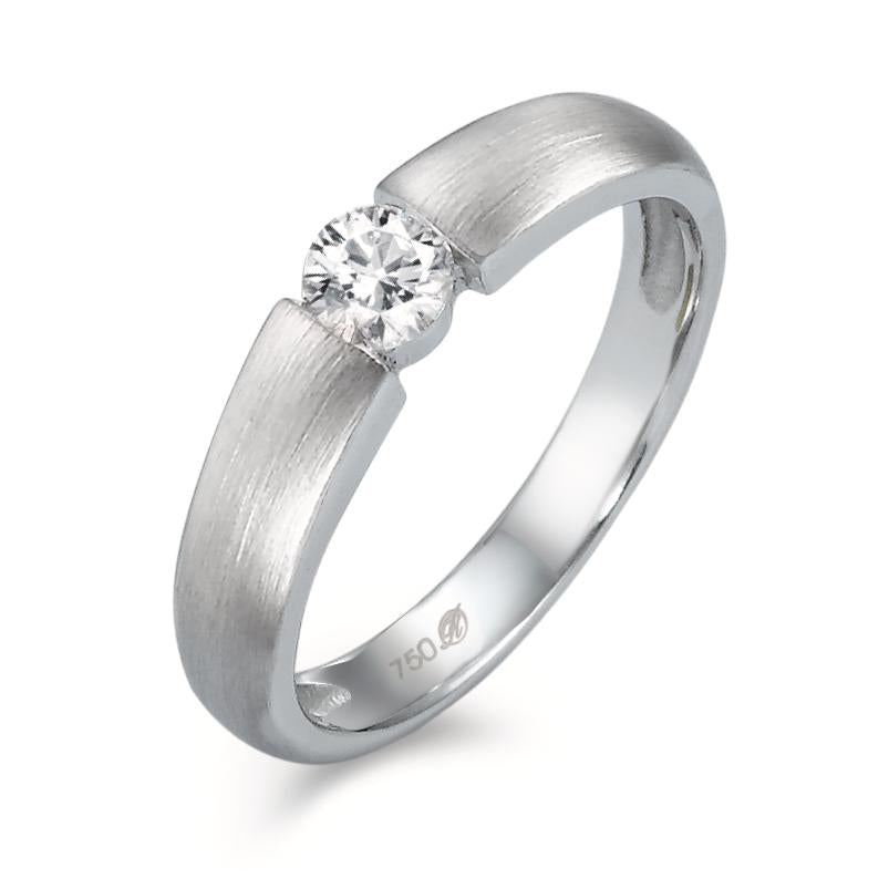 Anillo solitario 750/oro blanco de 18 quilates Diamante blanco, 0.20 ct, w-si Ø3.8 mm