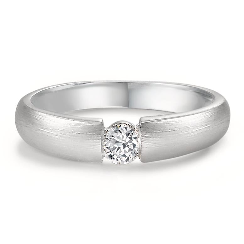 Anillo solitario 750/oro blanco de 18 quilates Diamante blanco, 0.20 ct, w-si Ø3.8 mm