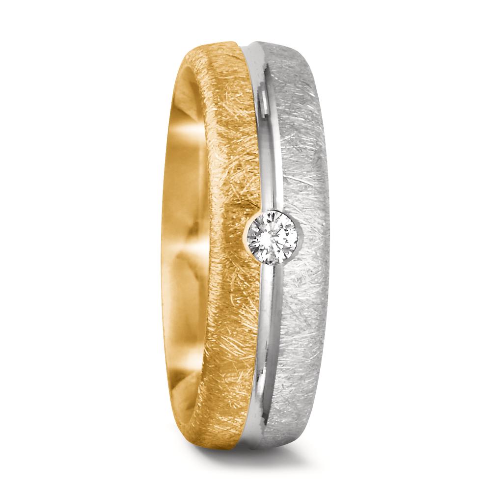 Anillo de pareja 750/oro amarillo de 18 quilates, 750/oro blanco de 18 quilates Diamante 0.07 ct, tw-si