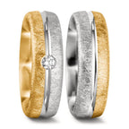 Anillo de pareja 750/oro amarillo de 18 quilates, 750/oro blanco de 18 quilates