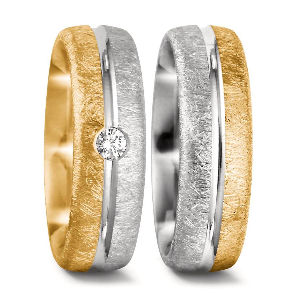 Anillo de pareja 750/oro amarillo de 18 quilates, 750/oro blanco de 18 quilates