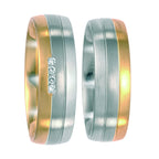 Anillo de dedo 500 paladio, 750/oro amarillo de 18 quilates, 750/oro blanco de 18 quilates