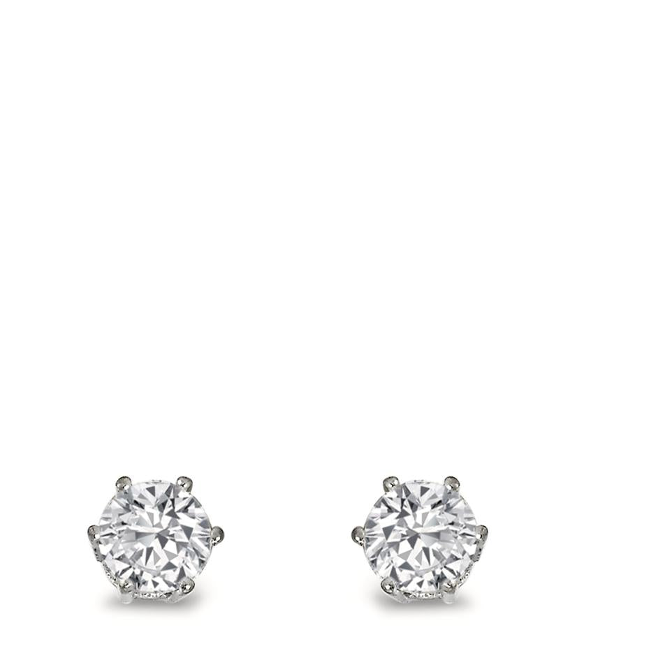 Pendientes 750/oro blanco de 18 quilates Moissanita 2 piedras Ø5 mm