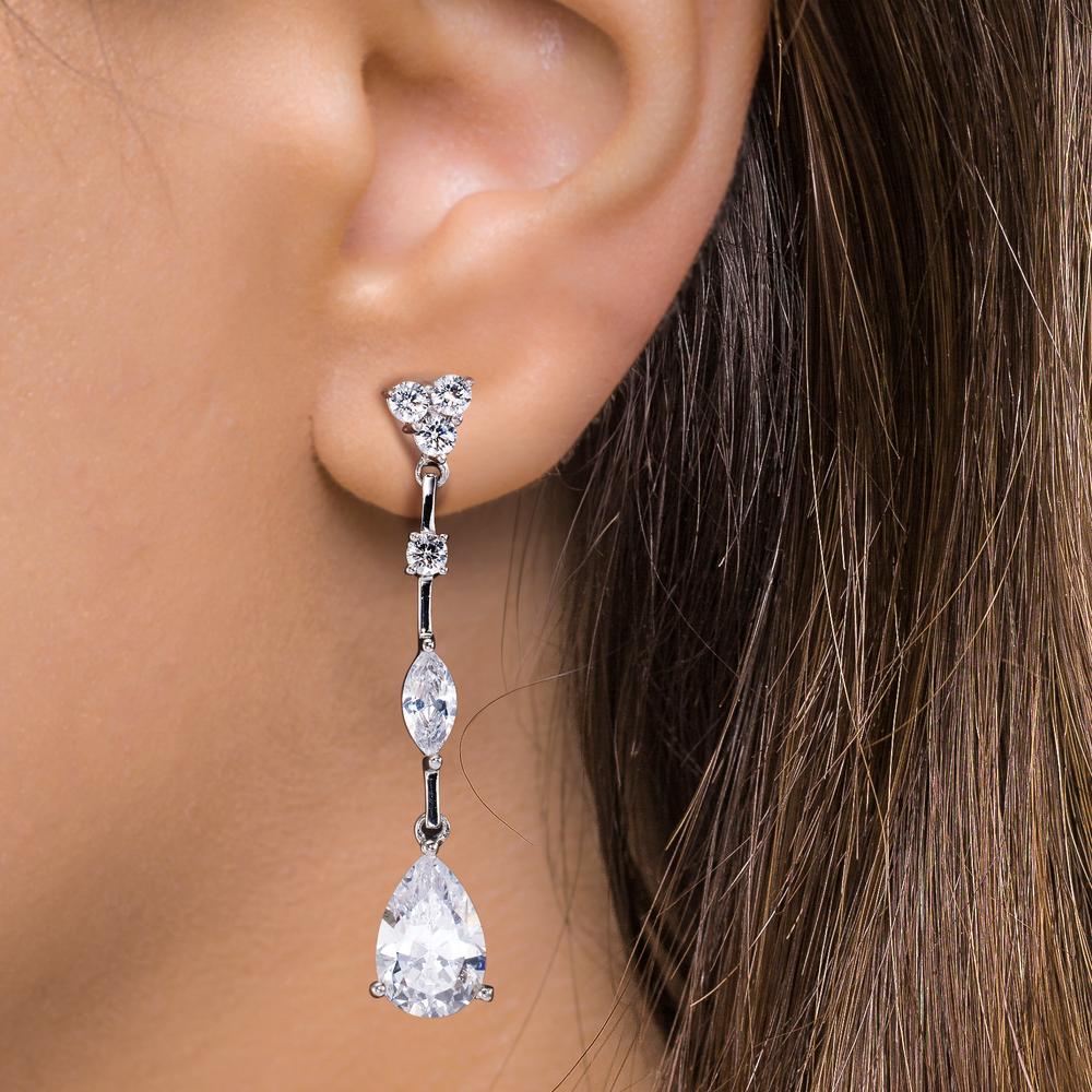 Pendientes Plata Circonita Rodio plateado