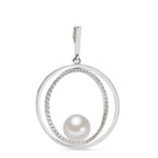Colgante 750/oro blanco de 18 quilates Diamante 0.35 ct, 55 piedras, w-si Perla cultivada de agua dulce