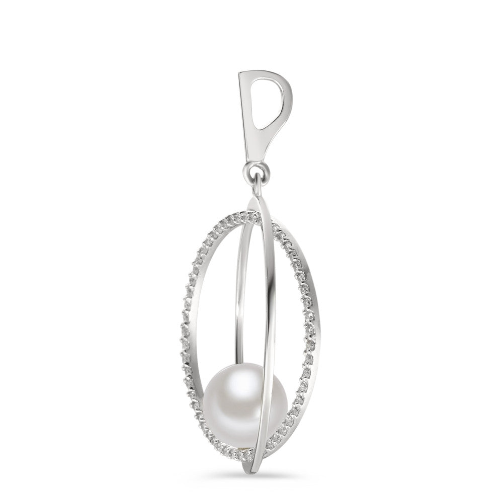 Colgante 750/oro blanco de 18 quilates Diamante 0.35 ct, 55 piedras, w-si Perla cultivada de agua dulce