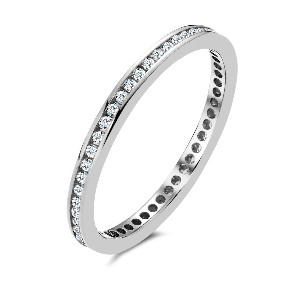 Anillo de memoria 750/oro blanco de 18 quilates Diamante 0.25 ct, 50 piedras, w-si