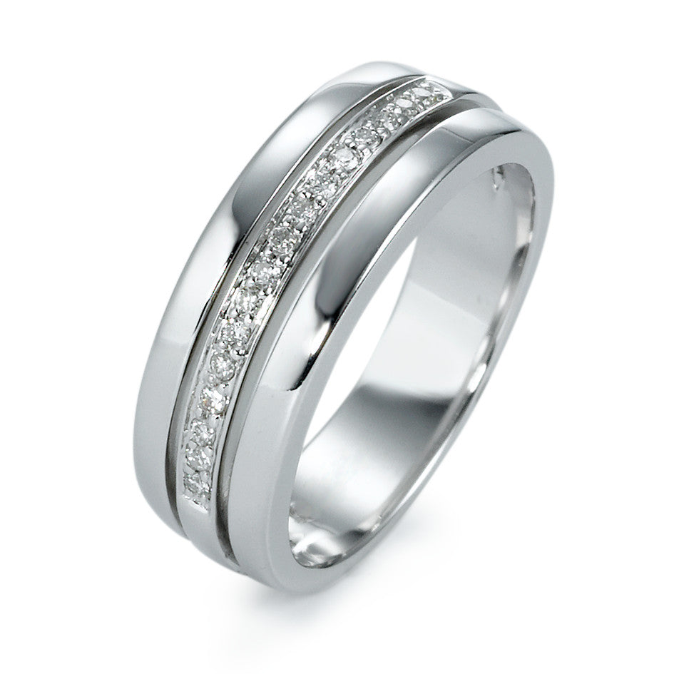 Anillo de dedo 750/oro blanco de 18 quilates Diamante 0.103 ct, 16 piedras, w-si