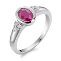Anillo de dedo 750/oro blanco de 18 quilates Rubí, Diamante 0.08 ct, 6 piedras, w-si