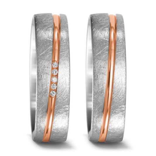 Anillo de pareja 750/oro blanco de 18 quilates, 750/oro rojo de 18 quilates