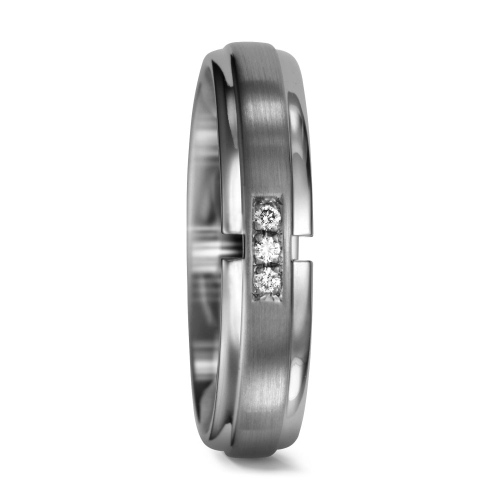 Anillo de pareja 950 paladio Diamante 0.03 ct, 3 piedras, tw-si