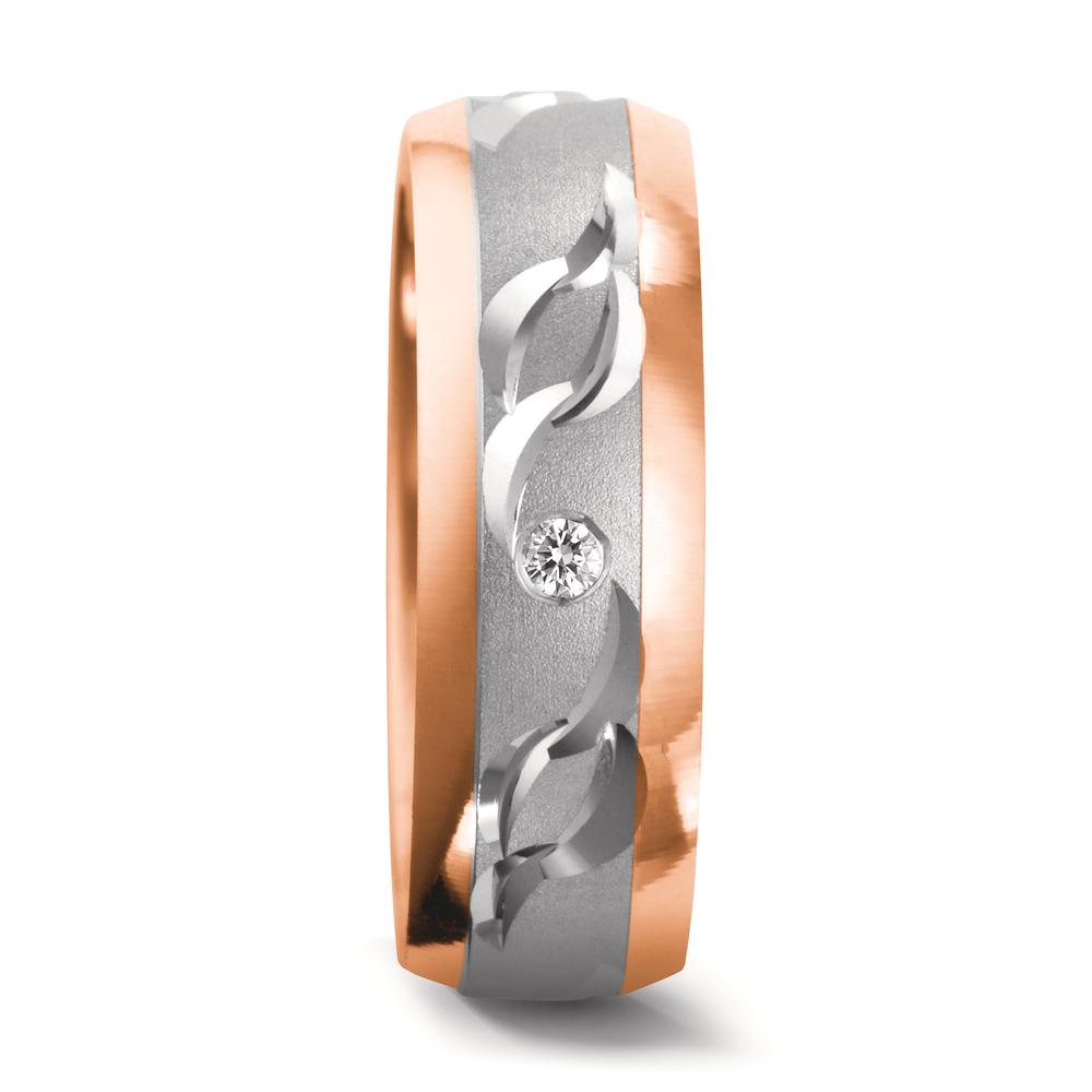Anillo de pareja 750/oro blanco de 18 quilates, 750/oro rojo de 18 quilates Diamante 0.02 ct, w-si