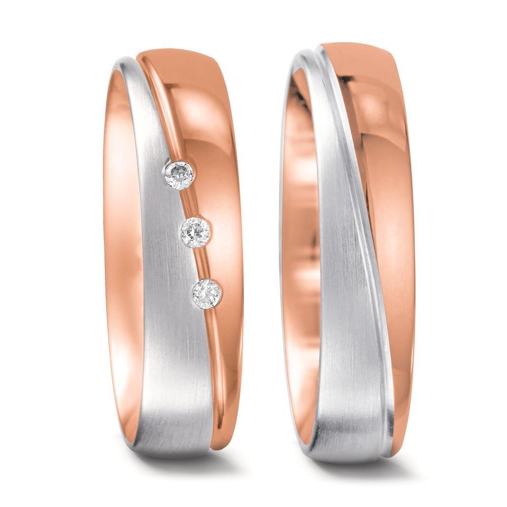 Anillo de pareja 750/oro rojo de 18 quilates, 750/oro blanco de 18 quilates